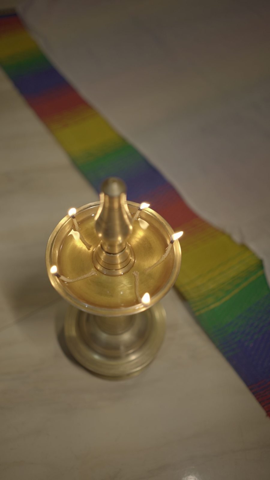 Akhand Diya – Decorative Brass Diamond Crystal Oil Lamp